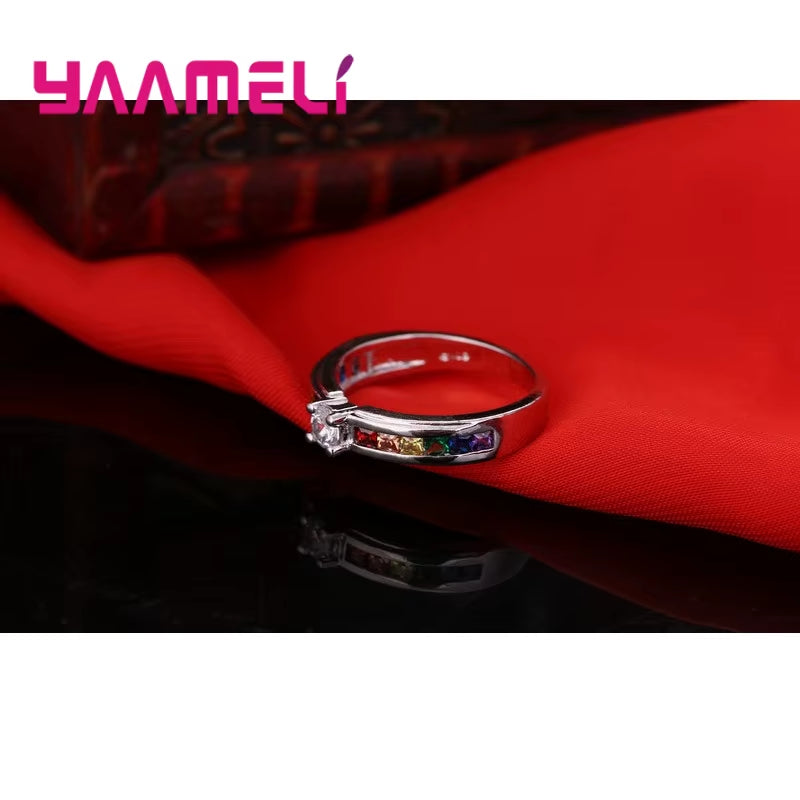 Sterling Silver Rainbow Ring 925
