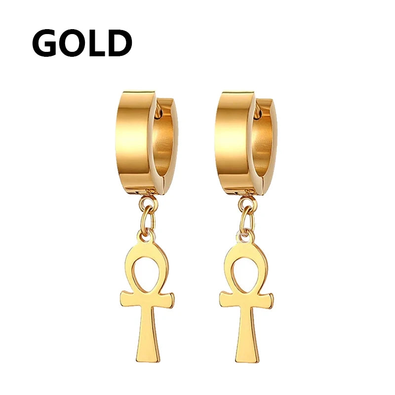 2Pc Stainless Steel Razor Blade Pendant Earrings