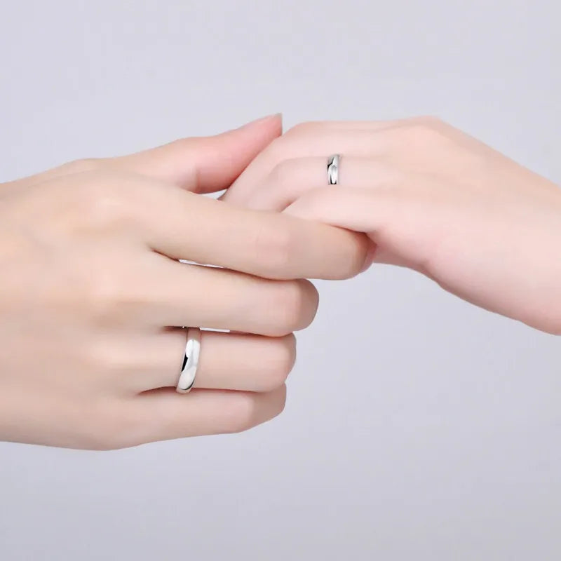 925 Sterling Silver Couples Ring Sets Light Polishing Simple Ring for Woman Man Classic Wedding Fine Jewelry Circle
