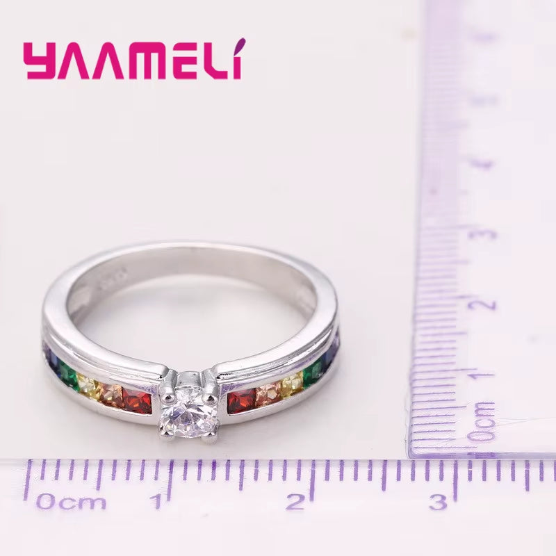 Sterling Silver Rainbow Ring 925