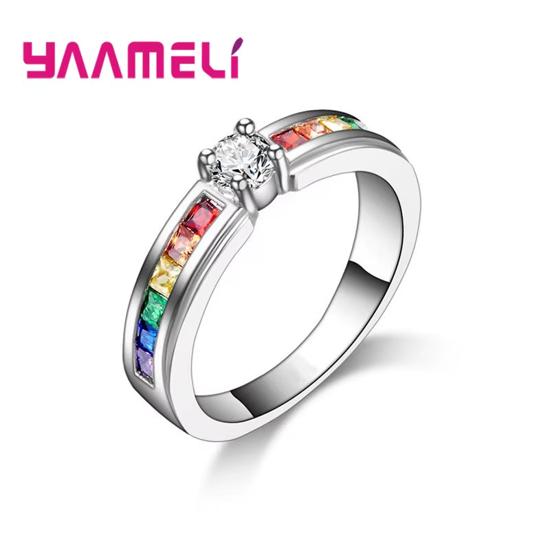 Sterling Silver Rainbow Ring 925
