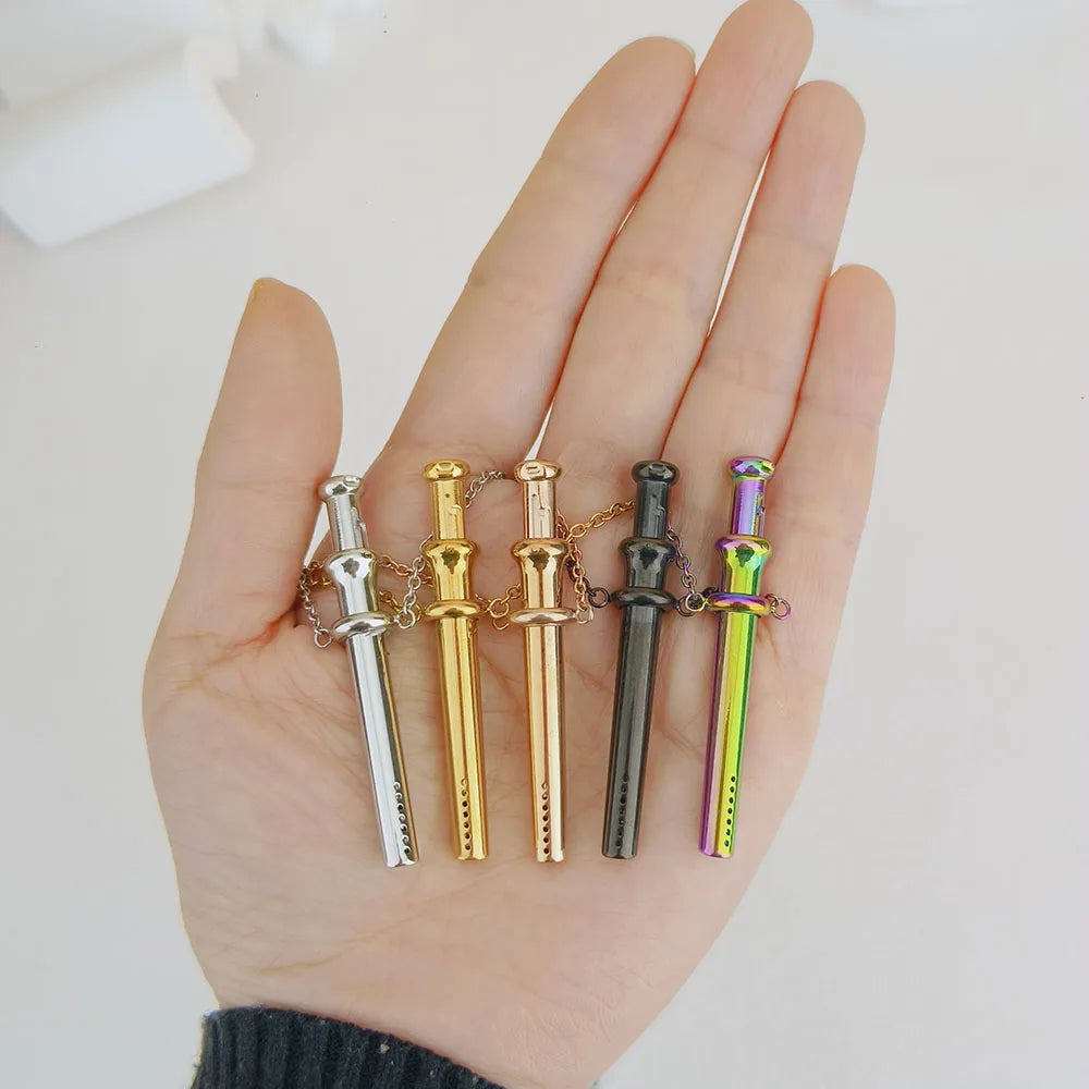 Stylish Sword Steel Pendant Necklace With Ear Picker