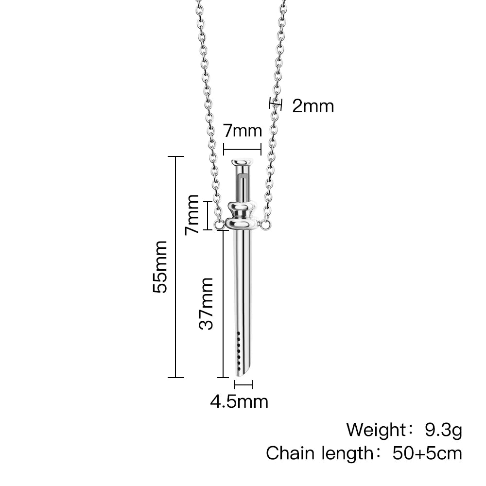 Stylish Sword Steel Pendant Necklace With Ear Picker
