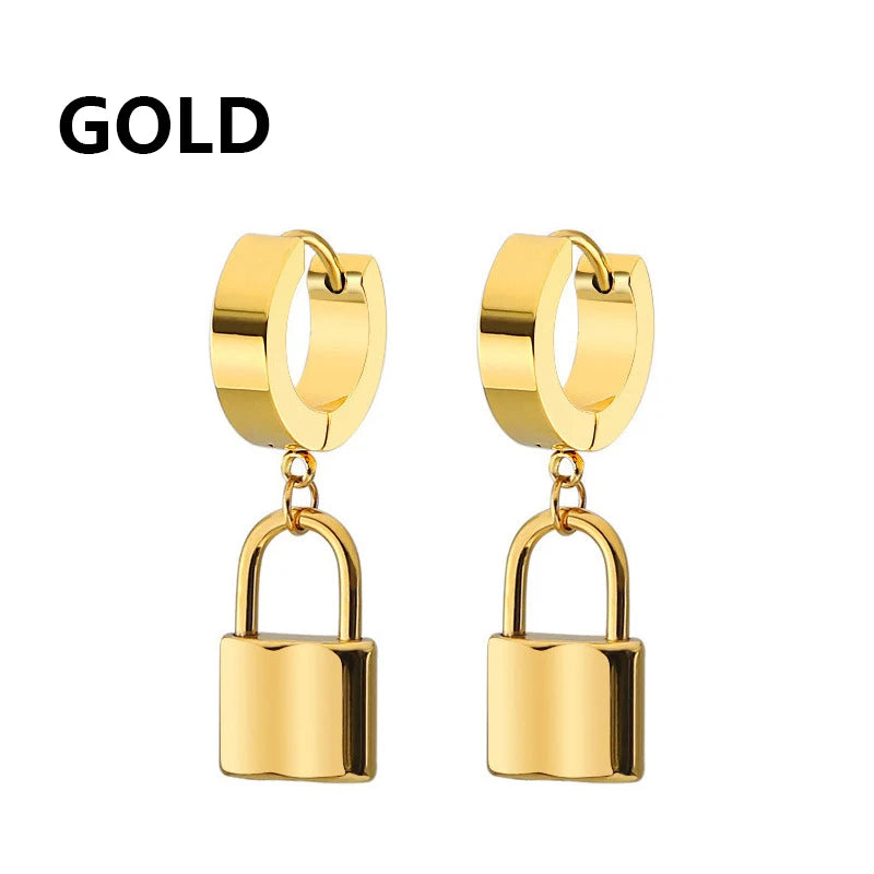 2Pc Stainless Steel Razor Blade Pendant Earrings 