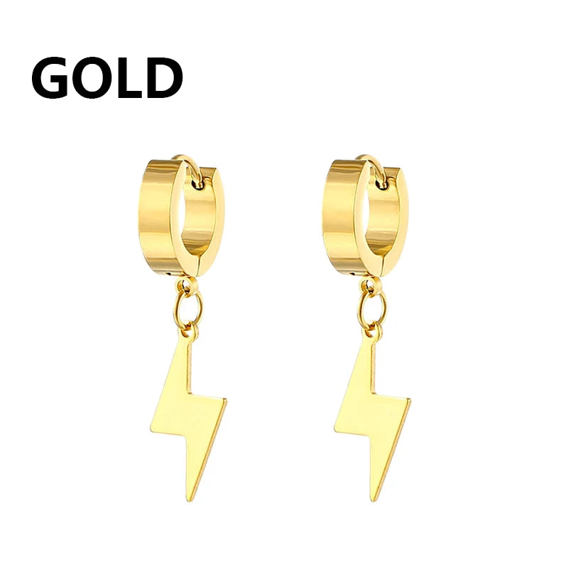2Pc Stainless Steel Razor Blade Pendant Earrings 