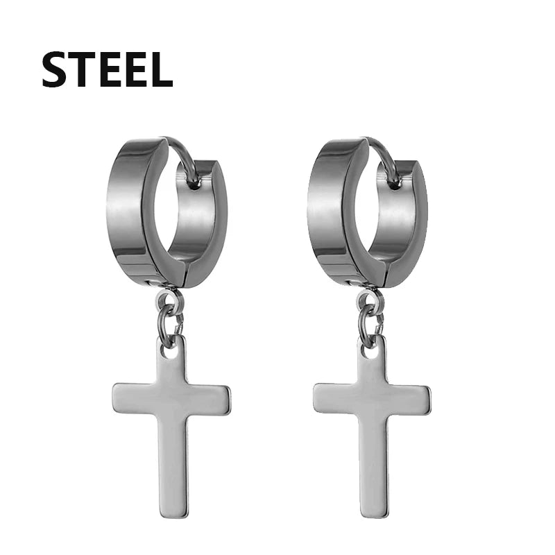 2Pc Stainless Steel Razor Blade Pendant Earrings 