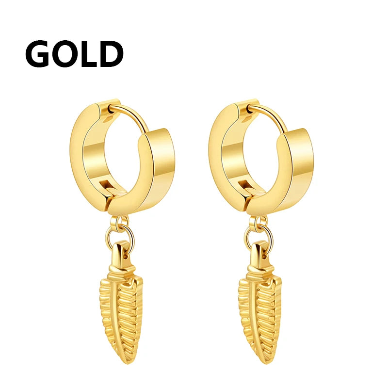2Pc Stainless Steel Razor Blade Pendant Earrings 