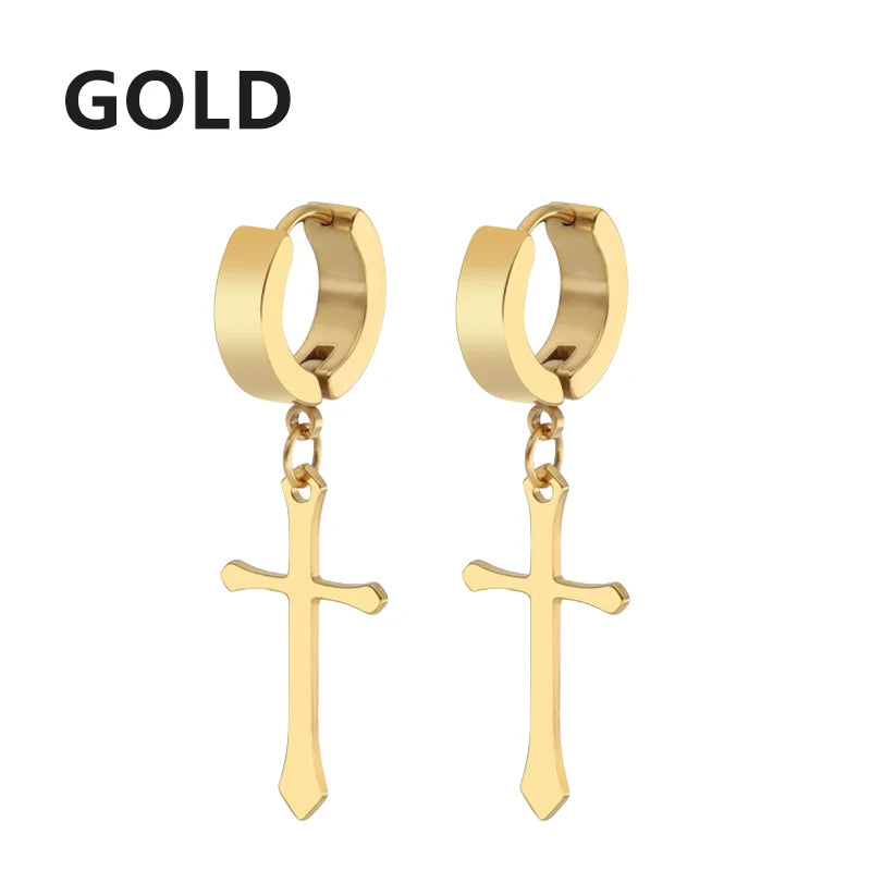 2Pc Stainless Steel Razor Blade Pendant Earrings 
