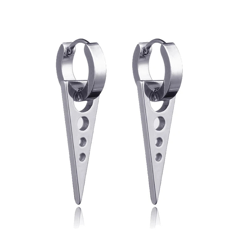 2Pc Stainless Steel Razor Blade Pendant Earrings 