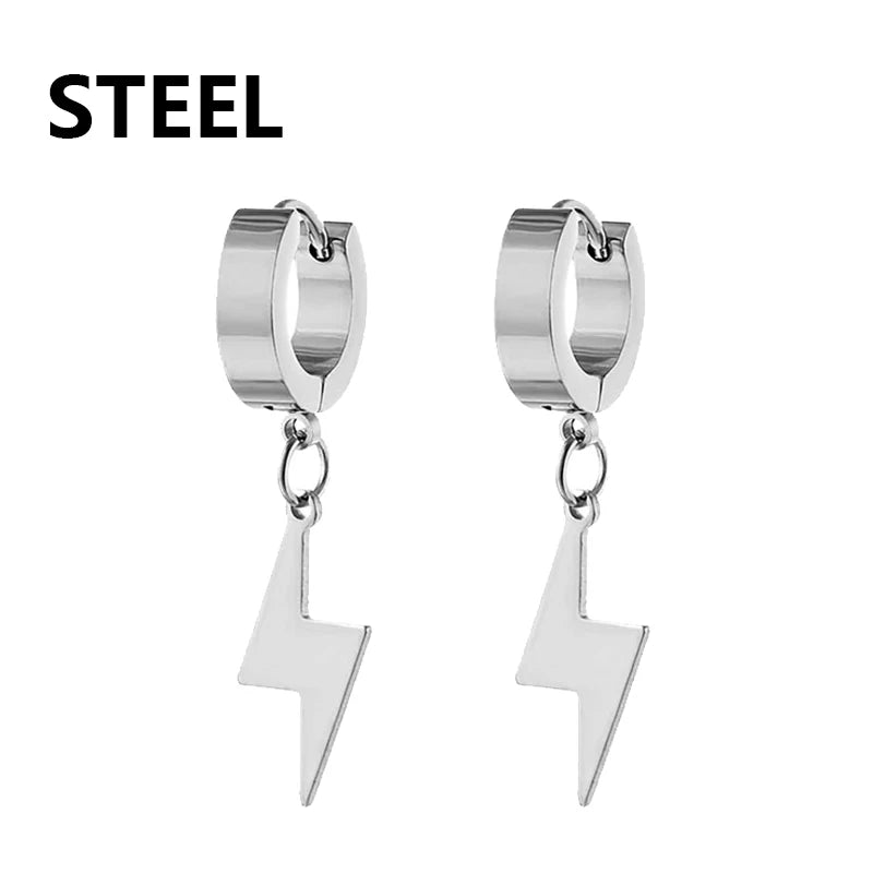 2Pc Stainless Steel Razor Blade Pendant Earrings 