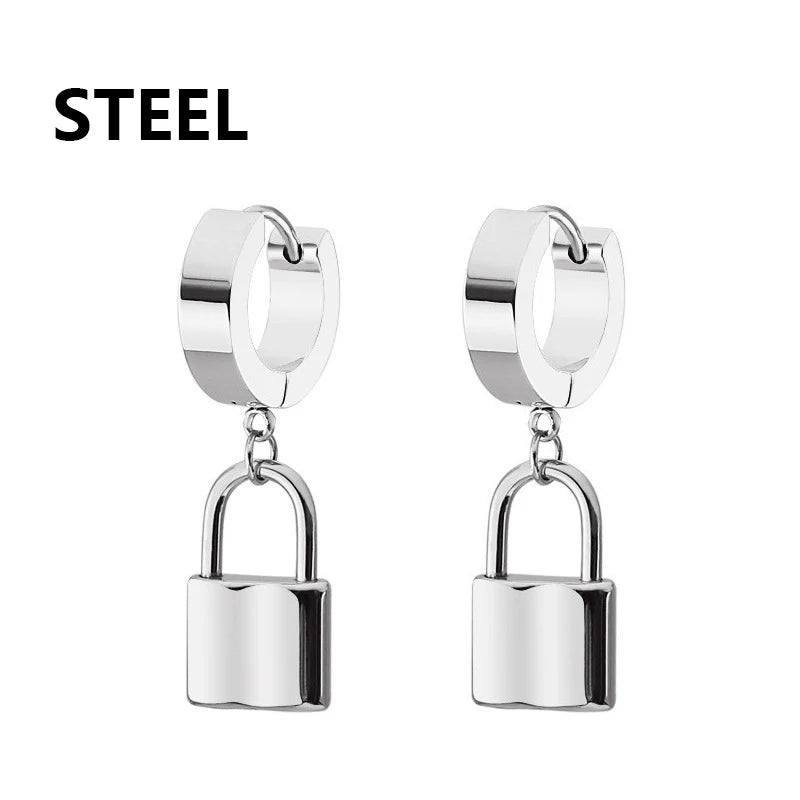 2Pc Stainless Steel Razor Blade Pendant Earrings 