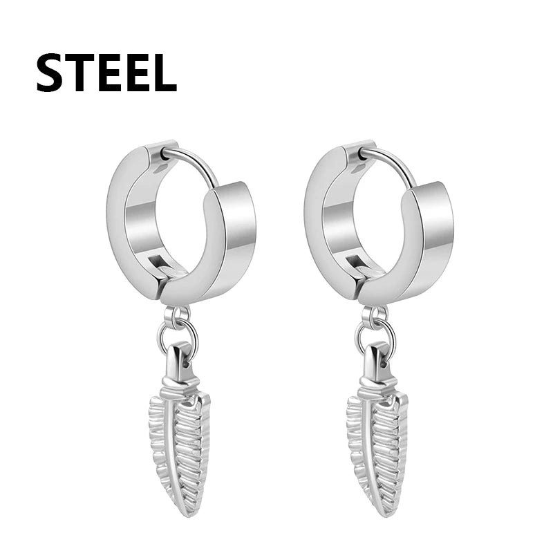 2Pc Stainless Steel Razor Blade Pendant Earrings 