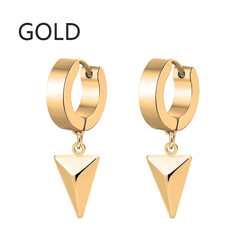 2Pc Stainless Steel Razor Blade Pendant Earrings 