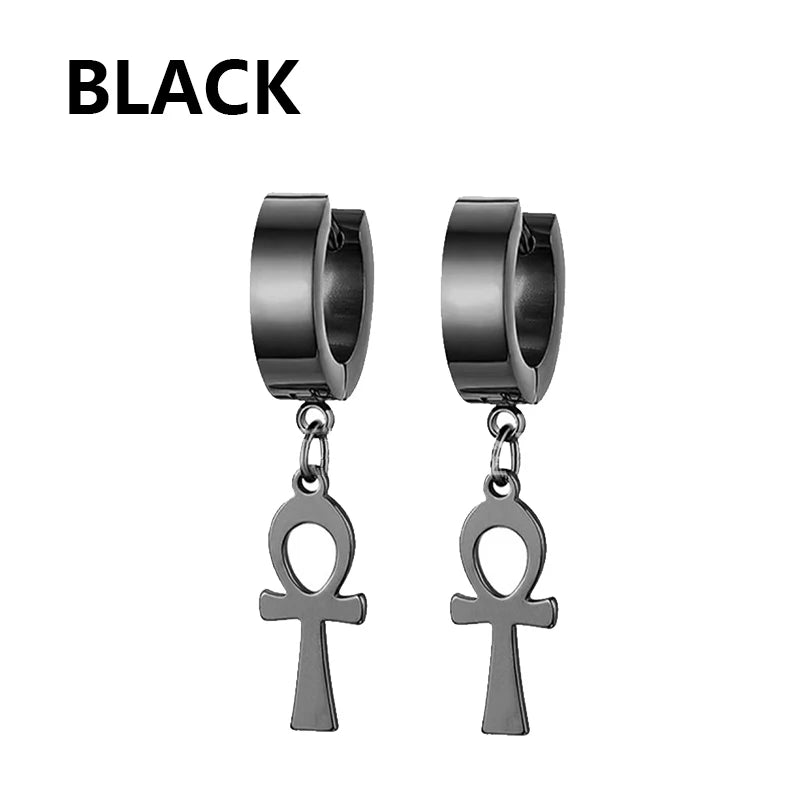 2Pc Stainless Steel Razor Blade Pendant Earrings 
