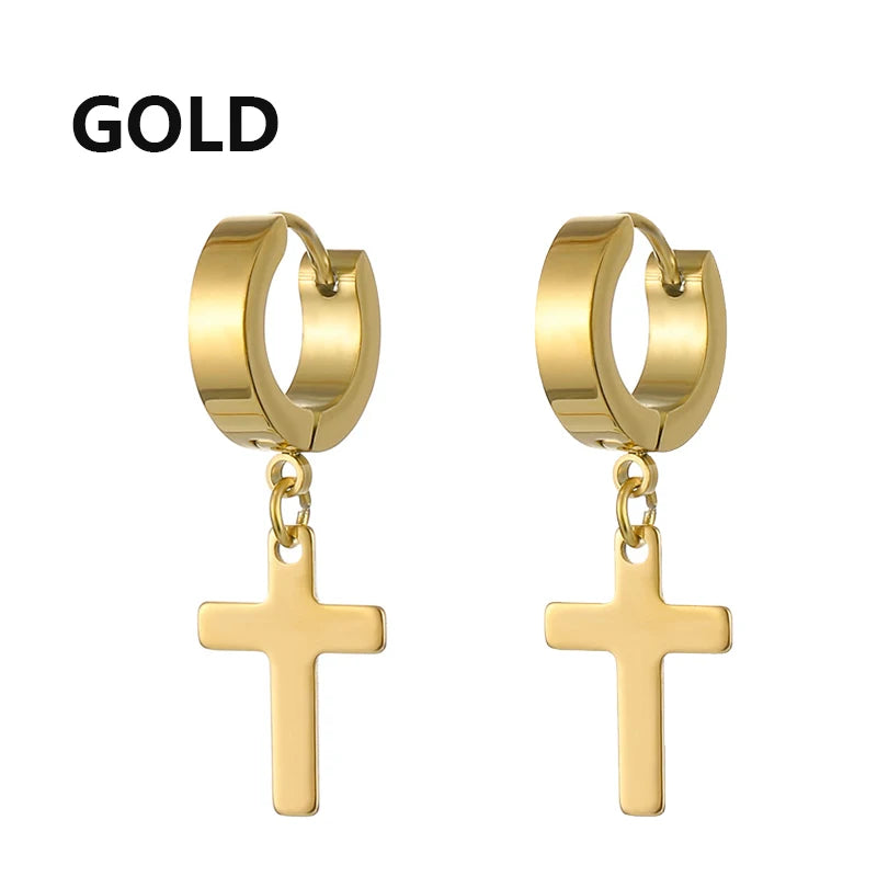 2Pc Stainless Steel Razor Blade Pendant Earrings 