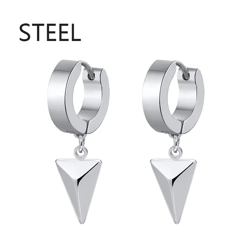 2Pc Stainless Steel Razor Blade Pendant Earrings 