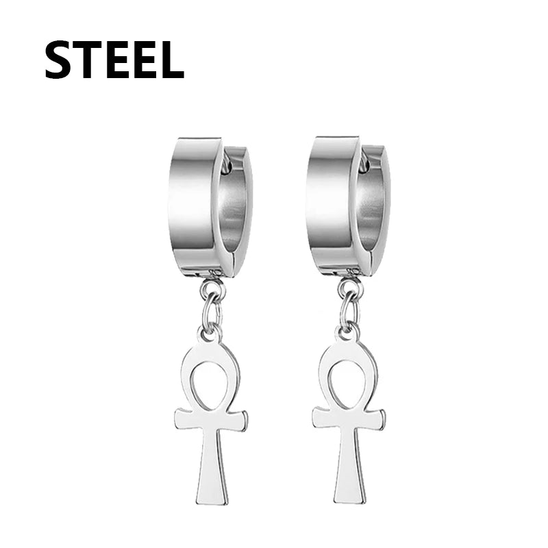 2Pc Stainless Steel Razor Blade Pendant Earrings 