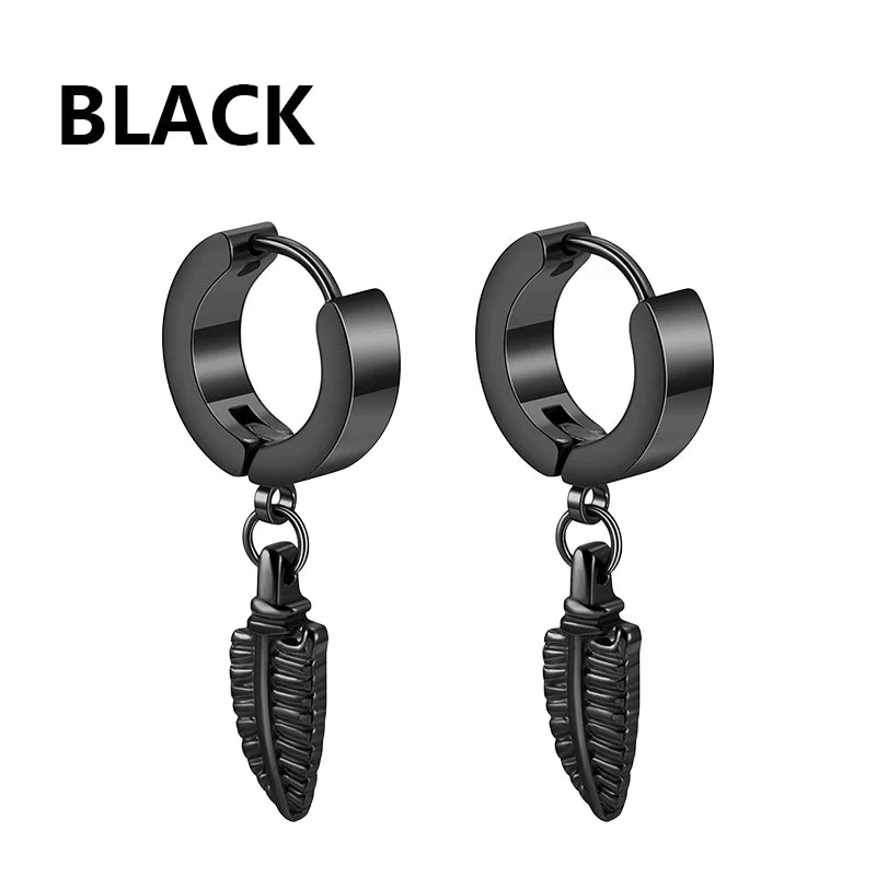 2Pc Stainless Steel Razor Blade Pendant Earrings 