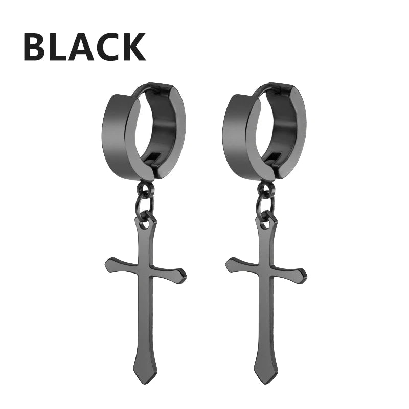 2Pc Stainless Steel Razor Blade Pendant Earrings 