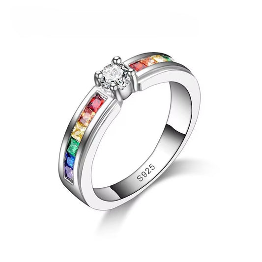 Sterling Silver Rainbow Ring 925