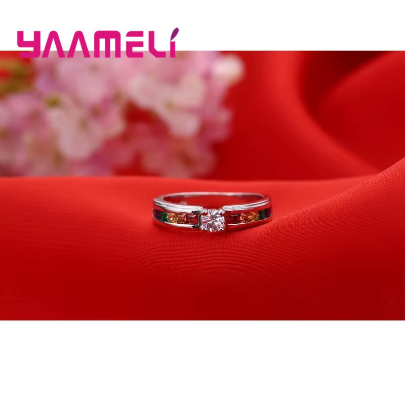 Sterling Silver Rainbow Ring 925