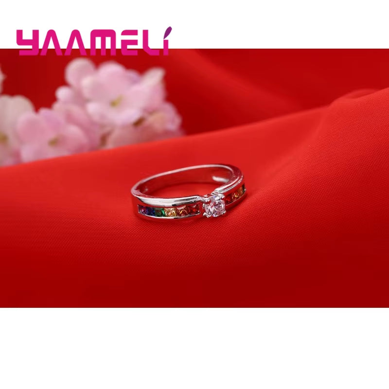 Sterling Silver Rainbow Ring 925